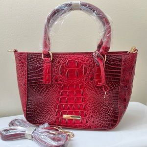 Bright Red Faux Alligator Skin Bag